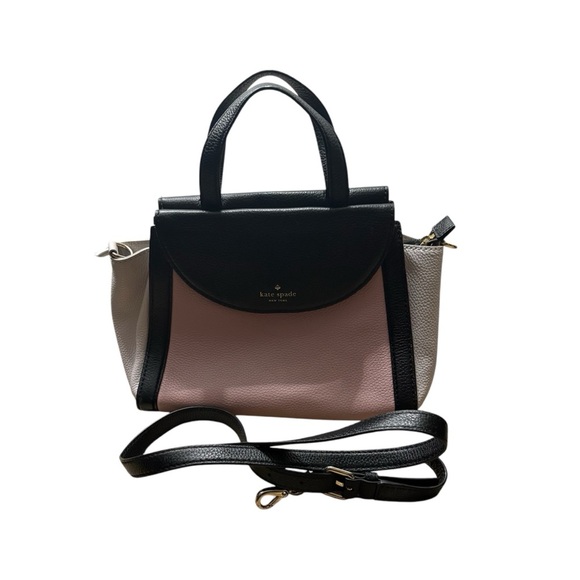 KATE SPADE Cobble Hill Adrein Tri-color Pink/Black/White w/ Crossbody Strap - Picture 3 of 9